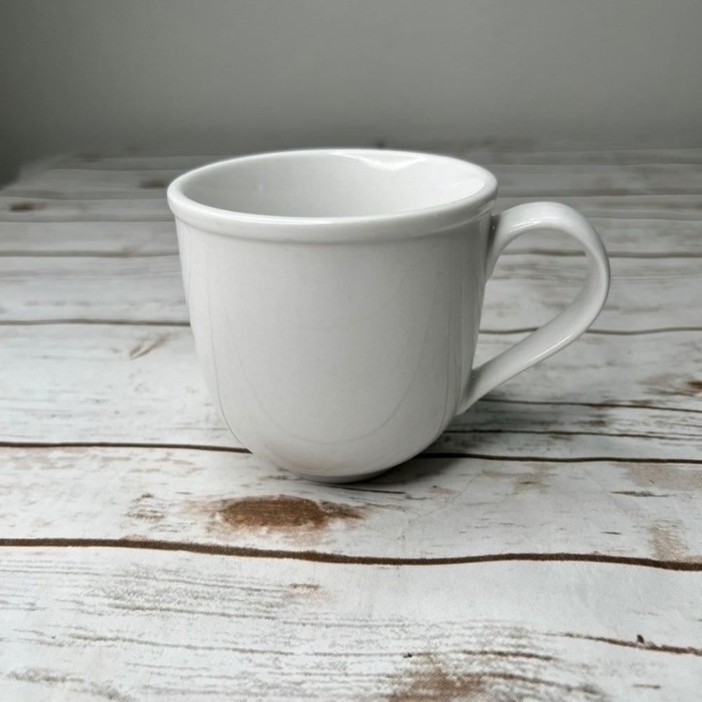 Crate & Barrel Coffee Mug White Ceramic Minimalist Tea Cup 4 Inch OS